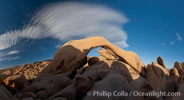 Arch Rock in Joshua Tree National Park.  A natural stone arch in the White Tank area of Joshua Tree N.P