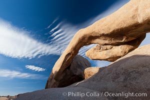 Arch Rock in Joshua Tree National Park.  A natural stone arch in the White Tank area of Joshua Tree N.P