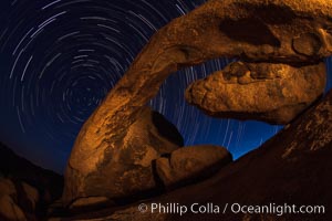 Arch Rock and star trails, impending dawn.