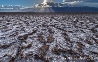 Erosion in the salt patterns of Badwater Playa, Death Valley National Park