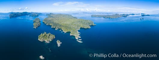 Balaklava Island and Browning Pass, location of the best cold water diving in the world, aerial photo