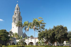 The California Tower rises 200 feet above Balboa Park, San Diego