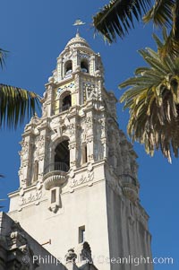 The California Tower rises 200 feet above Balboa Park, San Diego