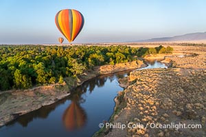 Ballooning over the Maasai Mara National Reserve and Mara River, Kenya