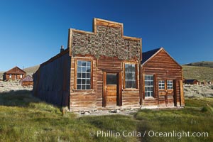 Barber shop, front porch and facade, Main Street, Bodie State Historical Park, California