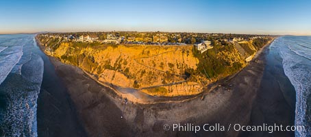 Beacons Beach and Leucadia Coastline, sunset, Encinitas, aerial photo