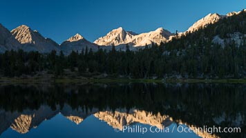 Bear Creek Spire over Heart Lake at Sunrise, Little Lakes Valley, John Muir Wilderness, Inyo National Forest, Little Lakes Valley, Inyo National Forest