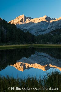 Bear Creek Spire over Marsh Lake at Sunrise, Little Lakes Valley, John Muir Wilderness, Inyo National Forest, Little Lakes Valley, Inyo National Forest