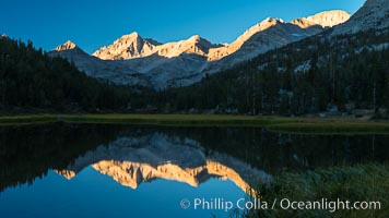 Bear Creek Spire over Marsh Lake at Sunrise, Little Lakes Valley, John Muir Wilderness, Inyo National Forest, Little Lakes Valley, Inyo National Forest