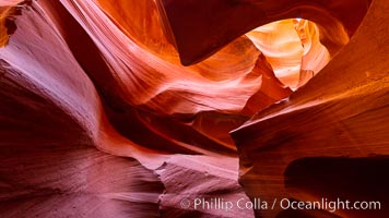 Lower Antelope Canyon, a deep, narrow and spectacular slot canyon lying on Navajo Tribal lands near Page, Arizona