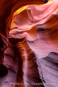 Lower Antelope Canyon, a deep, narrow and spectacular slot canyon lying on Navajo Tribal lands near Page, Arizona, Navajo Tribal Lands