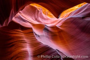 Lower Antelope Canyon, a deep, narrow and spectacular slot canyon lying on Navajo Tribal lands near Page, Arizona, Navajo Tribal Lands