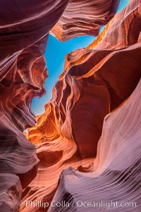 Lower Antelope Canyon, a deep, narrow and spectacular slot canyon lying on Navajo Tribal lands near Page, Arizona