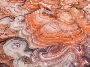 Bentonite Hills with spectacular layering of fossil sediment layers, Utah