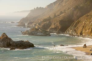 Big Sur coastline at sunset, viewed from Julia Pfeiffer Burns State Park