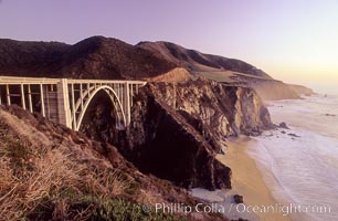 Highway 1 and Bixby bridge. Big Sur, California, USA, natural history stock photograph, photo id 02055