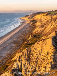 Blacks Beach and Torrey Pines sea cliffs, looking north, aerial photo, La Jolla, California