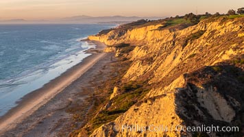 Blacks Beach and Torrey Pines sea cliffs, looking north, aerial photo, La Jolla, California