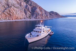 Boat Ambar at Isla San Diego, Aerial View, Sea of Cortez