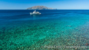 Boat Ambar at Isla San Diego, Aerial View, Sea of Cortez