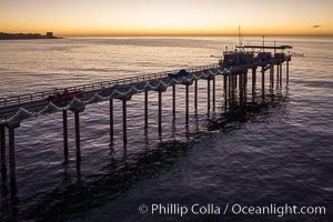 SIO Scripps Pier at sunset, aerial photo