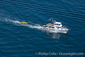 Body Glove boat motoring over the ocean, Redondo Beach, California