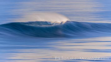 Boomer Beach breaking wave, pre-dawn light, abstract with motion blur, La Jolla