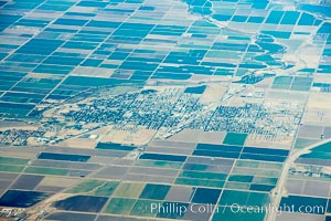 Brawley, town and farms, viewed from above, Imperial, California