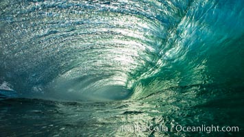 Breaking wave, morning, barrel shaped surf, California, The Wedge, Newport Beach