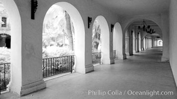 Breezeway and arches, Casa del Prado, Balboa Park, San Diego, California