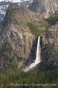 Bridalveil Falls plummets 620 feet (200m).  Yosemite Valley.