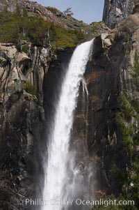 Bridalveil Falls plummets 620 feet (200m).  Yosemite Valley, Yosemite National Park, California