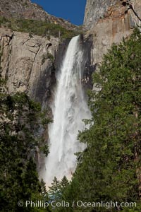 Bridalveil Falls at peak flow in spring, Yosemite National Park, California