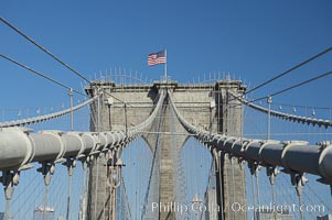 Brooklyn Bridge cables and tower, New York City