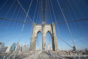 Brooklyn Bridge cables and tower, New York City