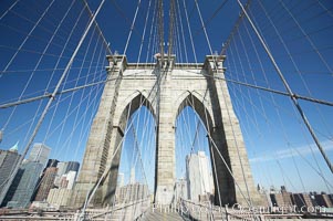 Brooklyn Bridge cables and tower, New York City