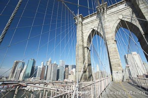 Brooklyn Bridge cables and tower, New York City