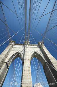 Brooklyn Bridge cables and tower, New York City