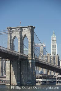 Lower Manhattan and Brooklyn Bridge, viewed from the East River, New York City