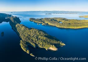 Browning Pass aerial photo, with Nigei Island (left) and Balackava Island (right)