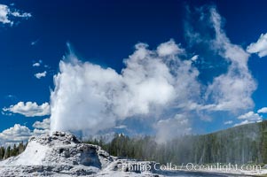 Castle Geyser erupting. Upper Geyser Basin, Yellowstone National Park, Wyoming