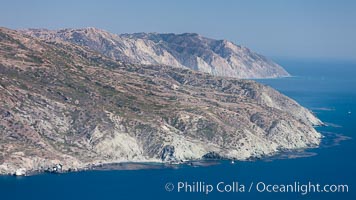 Catalina Island and mountainous terrain on the weather (southeast) side of the island