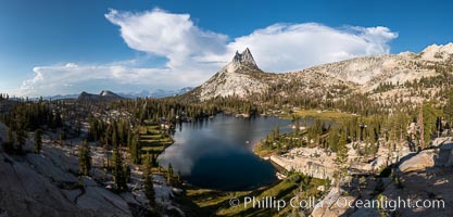 Cathedral Peak and Upper Cathedral Lake at Sunset, Yosemite National Park