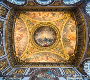 Ceiling art detail. Chateau de Versailles, Paris, France, natural history stock photograph, photo id 28075