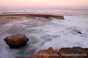 Childrens Pool (Casa Cove), waves blur at sunrise, La Jolla, California