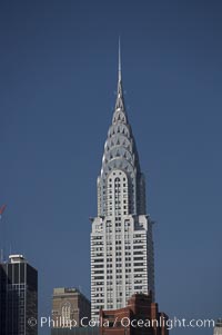 The Chrysler Building rises above the New York skyline as viewed from the East River. Manhattan, New York City, USA, natural history stock photograph, photo id 11133
