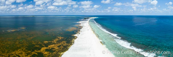 Clipperton Island aerial photo showing lagoon (left) and Pacific Ocean (right). Clipperton Island, a minor territory of France also known as Ile de la Passion, is a spectacular coral atoll in the eastern Pacific. By permit HC / 1485 / CAB (France)