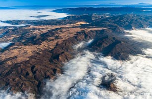 Clouds and mountains, San Diego mountains near Rancho Guejito and Black Mountain, sunrise