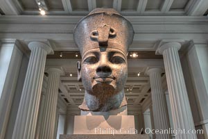 Colossal granite head of Amenhotep III, from the temple of Mut, Karnak, Egypt. Originally 18th Dynasty, around 1370 BC, British Museum, London, United Kingdom