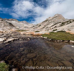 First View of Conness Lakes Basin with Mount Conness (12589' center) and North Peak (12242', right), Hoover Wilderness